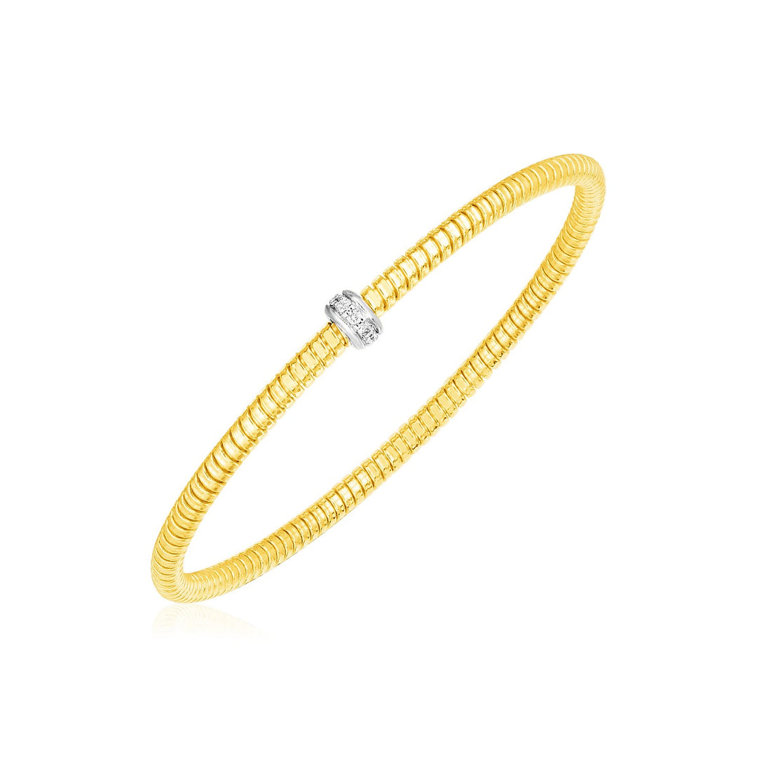 Brand New 14k Yellow Gold Stretch Bangle with Diamonds (3.00 mm)