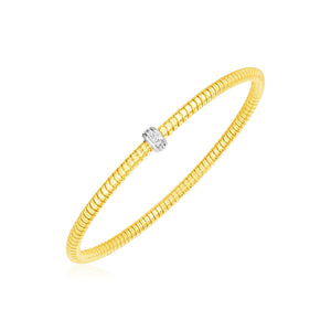 Brand New 14k Yellow Gold Stretch Bangle with Diamonds (3.00 mm)