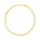 Brand New 14k Yellow Gold High Polish Textured Puffed Oval Link Bracelet  (3.80 mm)