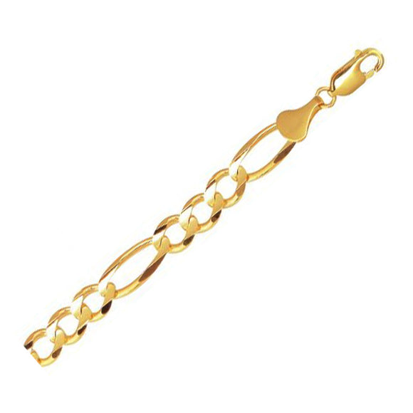 Brand New 10k Yellow Gold Solid Figaro Bracelet (7.90 mm)