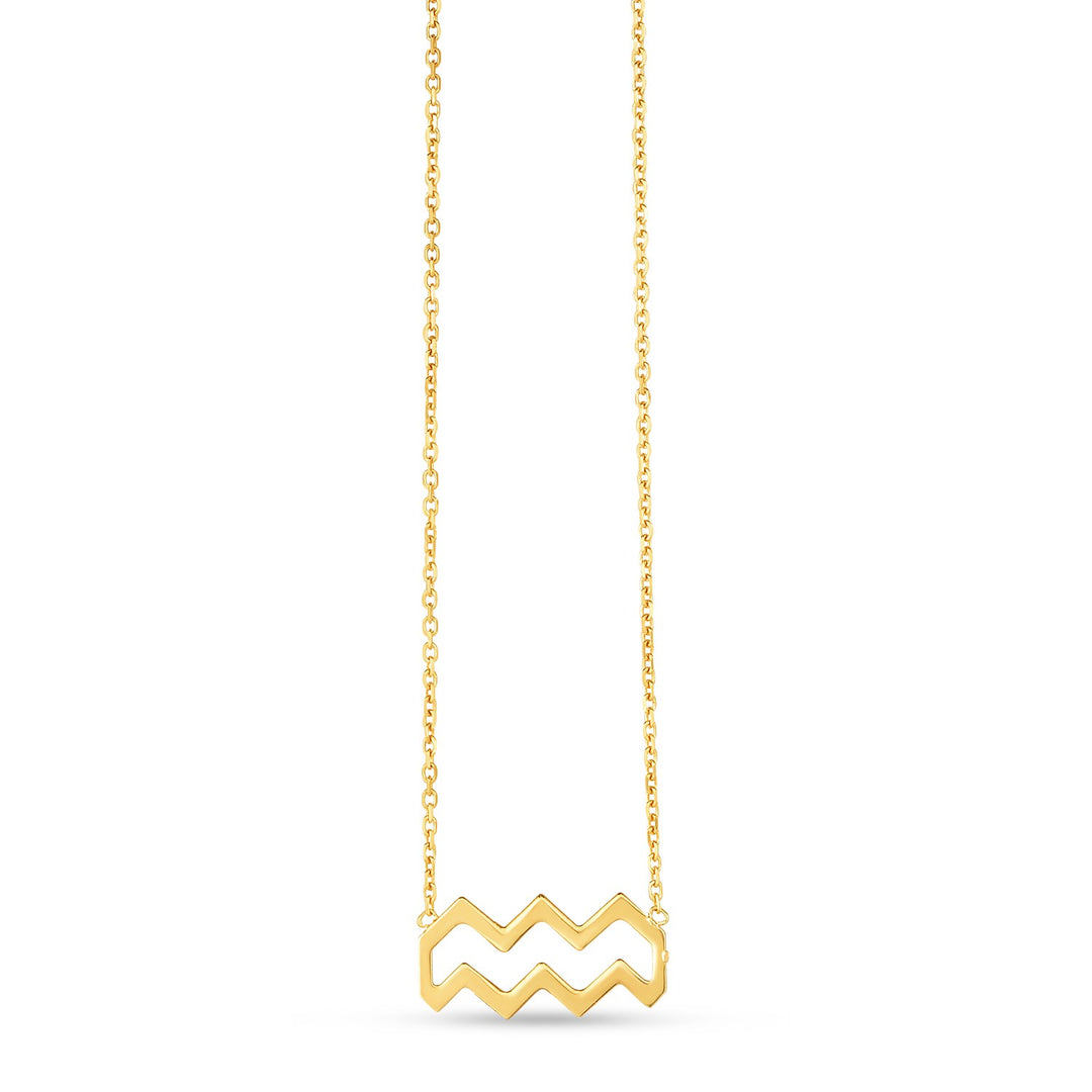 Brand New 14K Yellow Gold Aquarius Necklace