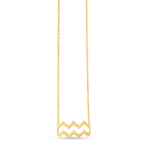 Brand New 14K Yellow Gold Aquarius Necklace