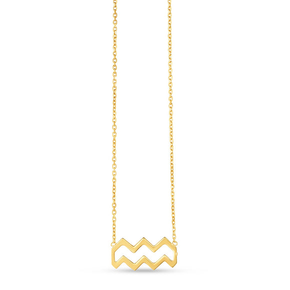 Brand New 14K Yellow Gold Aquarius Necklace