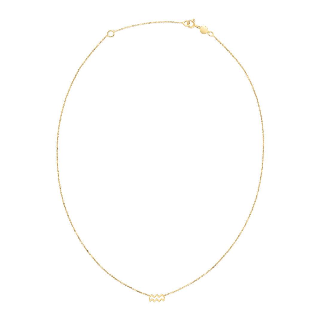 Brand New 14K Yellow Gold Aquarius Necklace