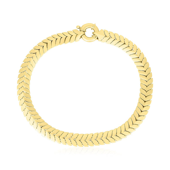 Brand New 14k Yellow Gold High Polish Chevron Link Bracelet  (6.00 mm)