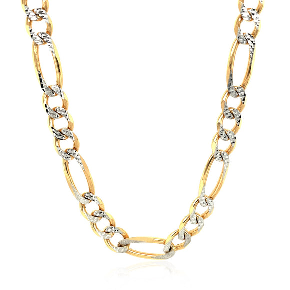 Brand New 14K Yellow Gold Solid Pave Figaro Chain (7.00 mm)