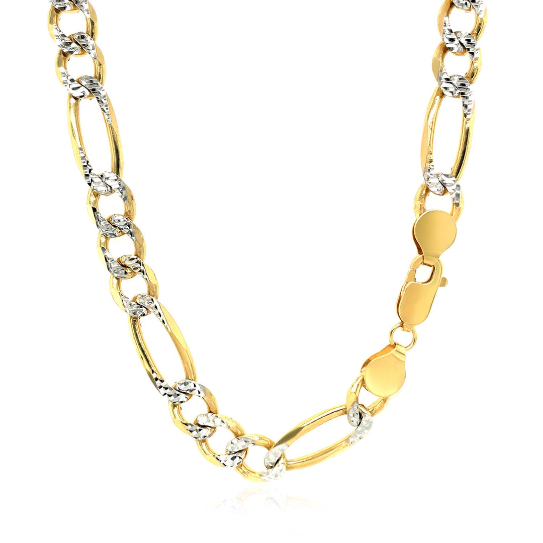 Brand New 14K Yellow Gold Solid Pave Figaro Chain (7.00 mm)