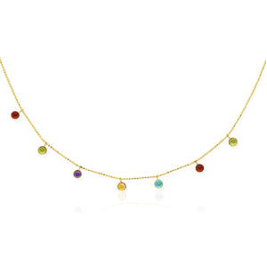 Brand New 14k Yellow Gold Cable Chain Necklace with Round Multi-Tone Charms