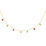 Brand New 14k Yellow Gold Cable Chain Necklace with Round Multi-Tone Charms