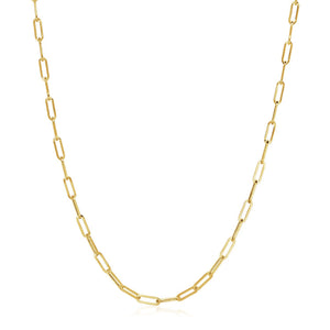 Brand New 14K Yellow Gold Wide Paperclip Chain (3.20 mm)