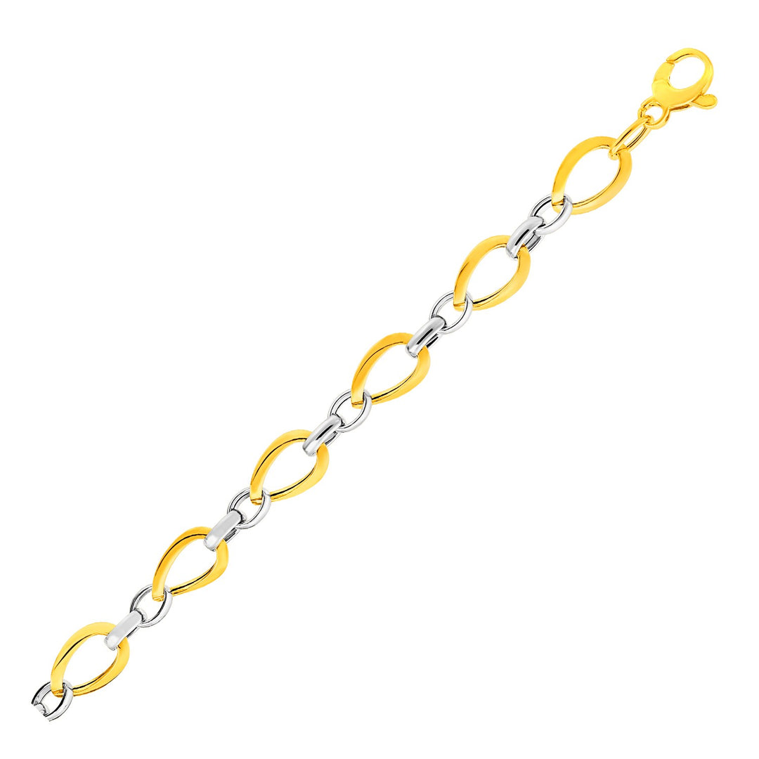 Brand New Twisted Oval Chain Bracelet in 14k Two Tone Gold (7.40 mm)