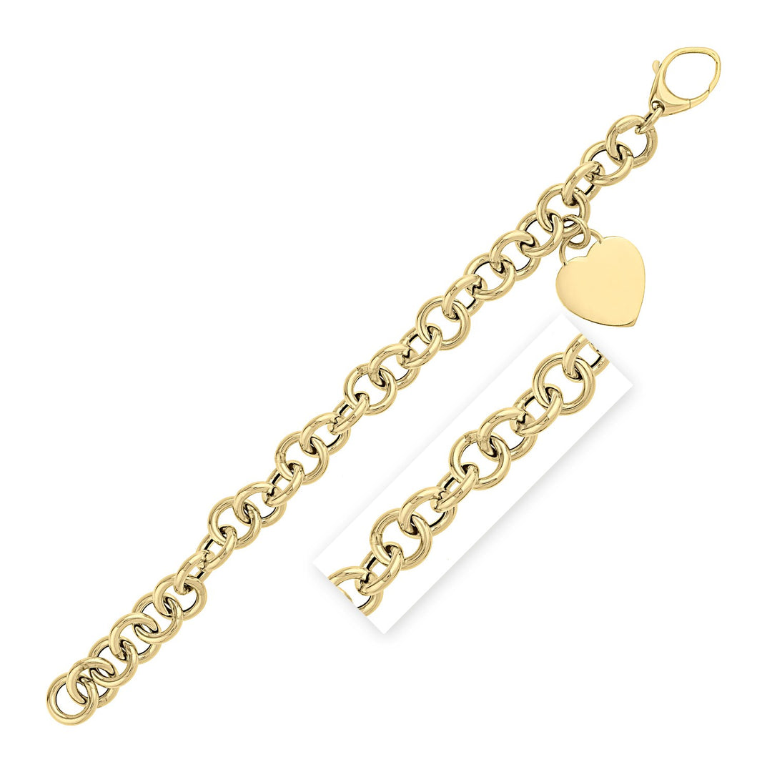 Brand New 14k Yellow Gold 7 1/2 inch Rolo Link Bracelet (11.40 mm)