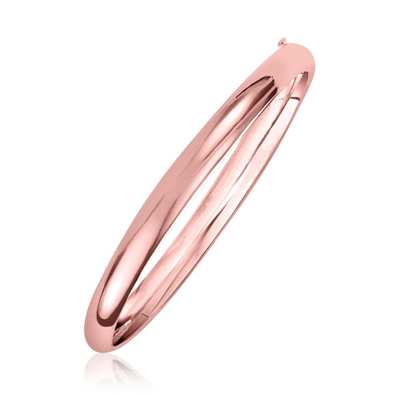 Brand New 14k Rose Gold Fancy Shiny Dome Bangle (5.00 mm)