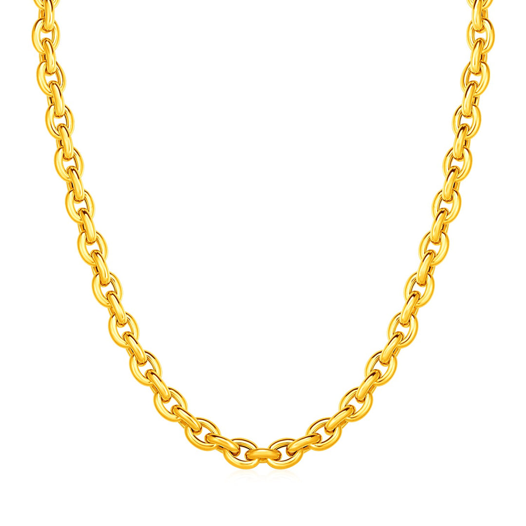 Brand New 14k Yellow Gold Polished Oval Link Necklace