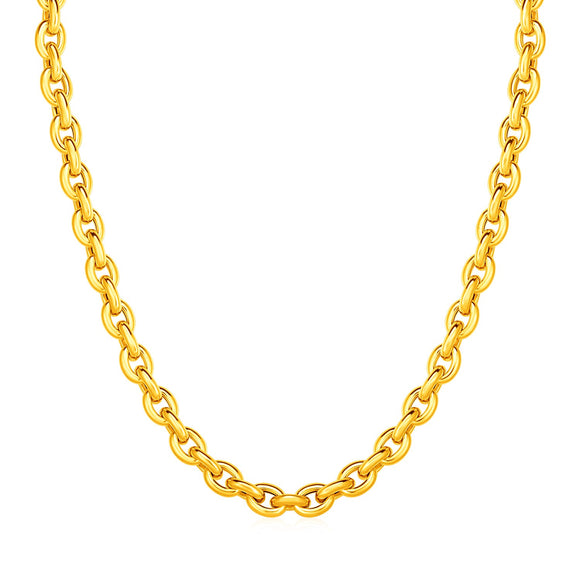 Brand New 14k Yellow Gold Polished Oval Link Necklace