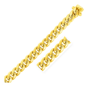 Brand New 14k Yellow Gold Semi Solid Miami Cuban Bracelet (11.10 mm)