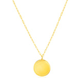 Brand New 14K Yellow Gold Round Tag Necklace