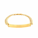 Brand New 14k Two Tone Gold Men's Narrow Curb Chain ID Bracelet with White Pave