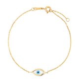 Brand New 14k Yellow Gold MOP Evil Eye Bracelet (1.00 mm)