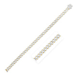 Brand New 14k Yellow Gold White Pave High Polish Modern Lite Edge Chain (8.00 mm)