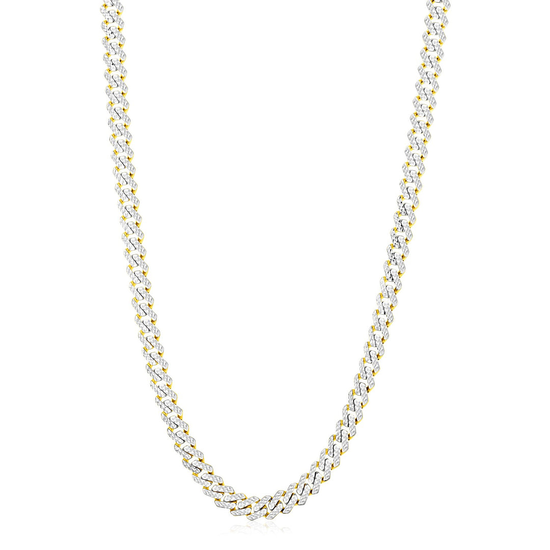 Brand New 14k Yellow Gold White Pave High Polish Modern Lite Edge Chain (8.00 mm)