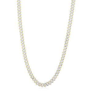 Brand New 14k Yellow Gold White Pave High Polish Modern Lite Edge Chain (8.00 mm)