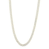 Brand New 14k Yellow Gold White Pave High Polish Modern Lite Edge Chain (8.00 mm)