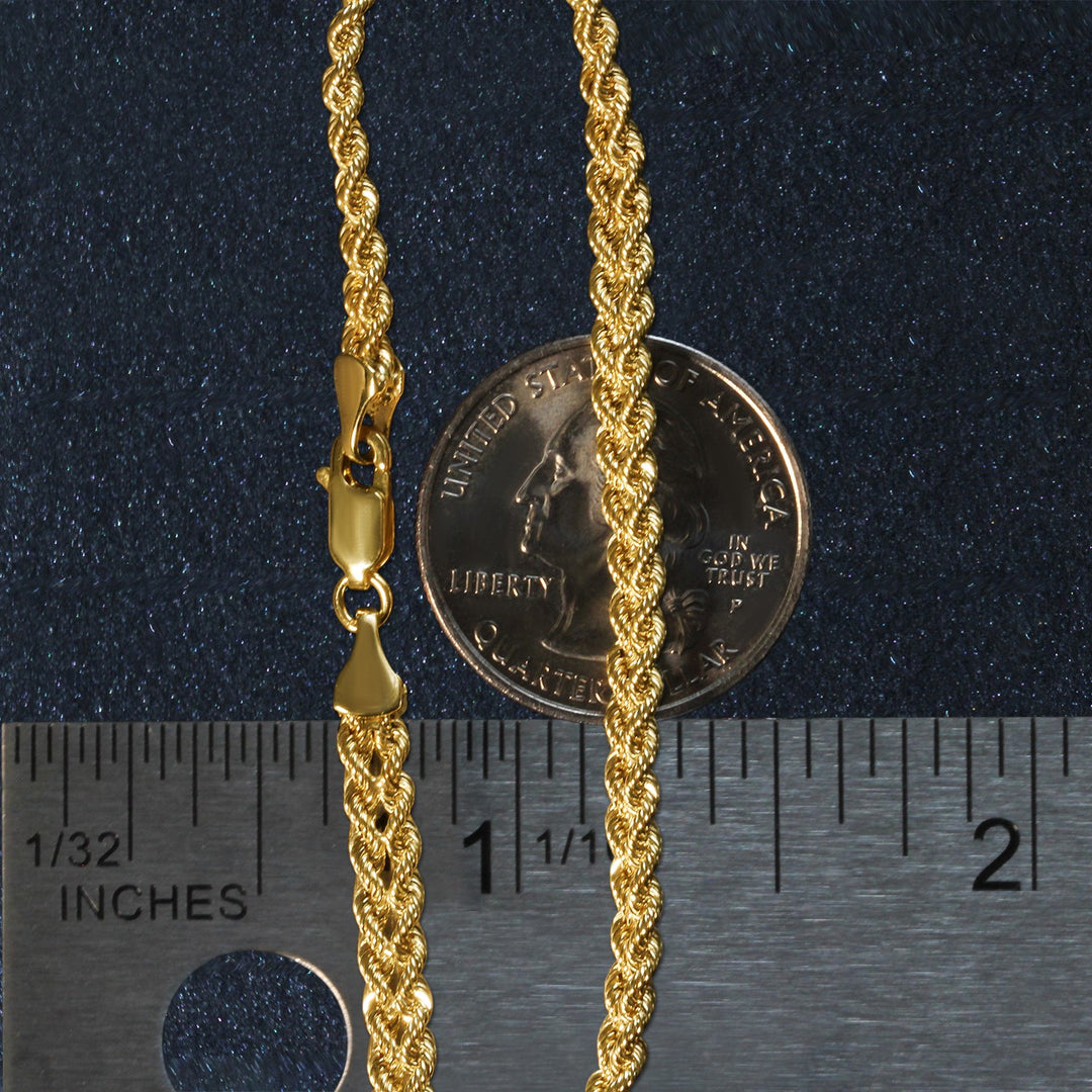 Brand New Double Rope Chain Bracelet in 10k Yellow Gold (2.10 mm)