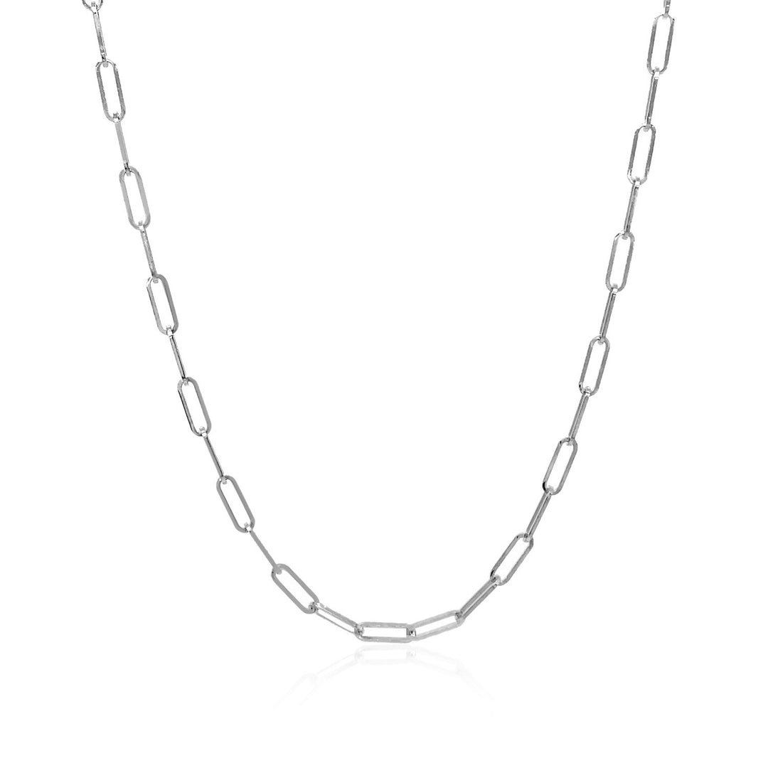 Brand New 14K White Gold Delicate Paperclip Chain (2.10 mm)