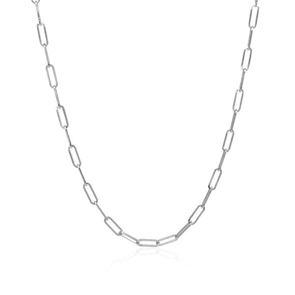 Brand New 14K White Gold Delicate Paperclip Chain (2.10 mm)