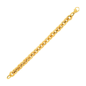 Brand New 14k Yellow Gold Textured Cable Chain Style Bracelet (9.65 mm)