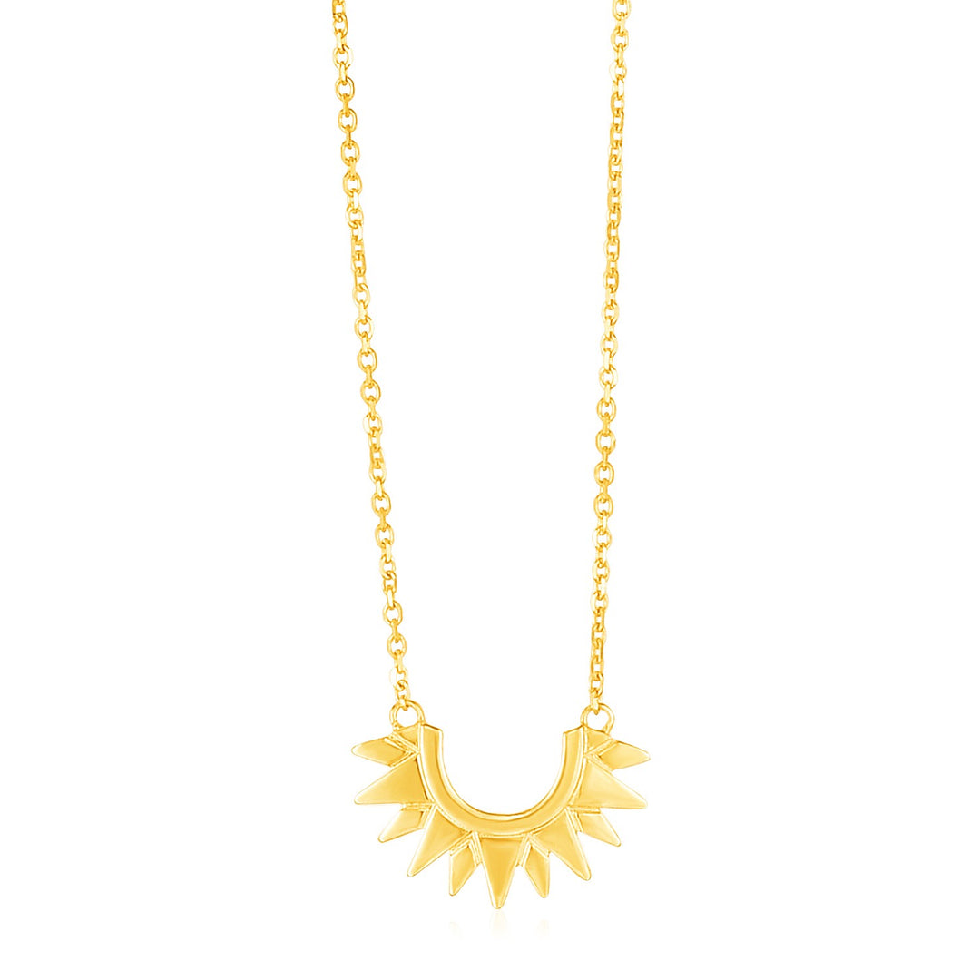 Brand New 14k Yellow Gold Polished Sunburst Necklace