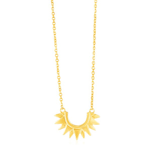 Brand New 14k Yellow Gold Polished Sunburst Necklace