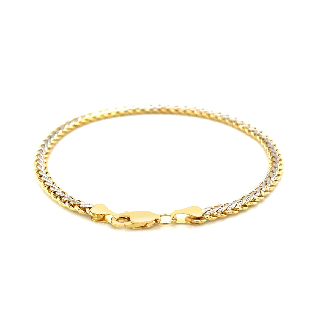 Brand New Two-Toned Fine Wheat Chain Bracelet in 10k Yellow and White Gold (3.00 mm)