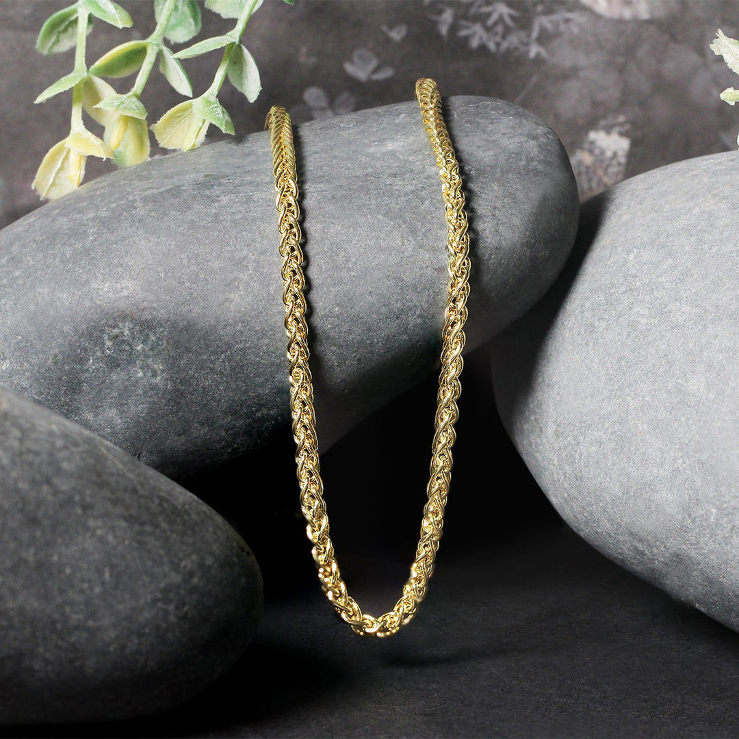 Brand New 14k Yellow Gold Light Weight Wheat Chain (2.80 mm)