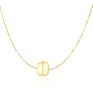 Brand New 14k Yellow Gold Necklace with Shiny Barrel Bead Charm