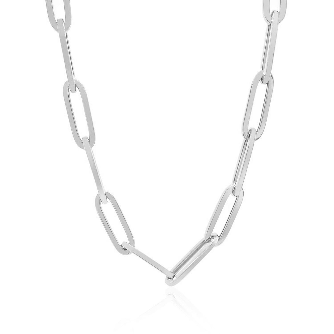 Brand New 14K White Gold Wide Paperclip Chain (6.10 mm)