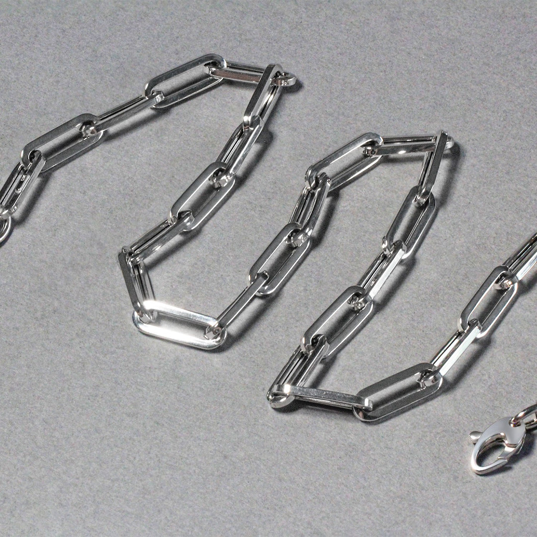 Brand New 14K White Gold Wide Paperclip Chain (6.10 mm)