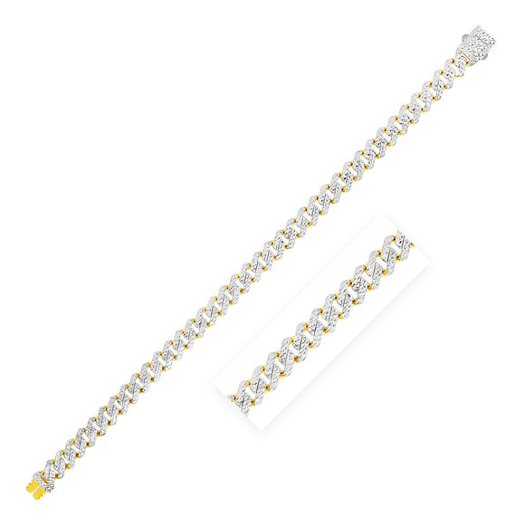 Brand New 14k Yellow Gold White Pave High Polish Modern Lite Edge Bracelet  (8.00 mm)