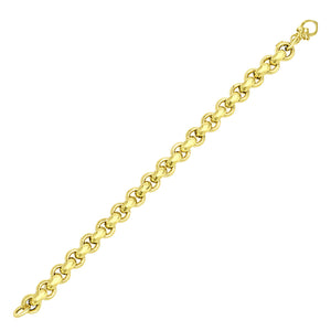 Brand New 14k Yellow Gold Rolo Design Shiny Bracelet (9.75 mm)