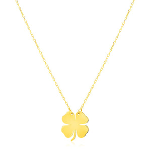 Brand New 14K Yellow Gold Four Leaf Clover Necklace