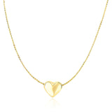 Brand New 14k Yellow Gold Chain Necklace with Sliding Puffed Heart Charm