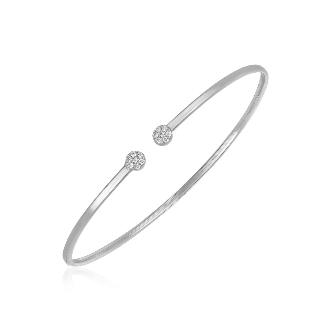 Brand New 14k White Gold High Polish Diamond Cluster Bangle (2.00 mm)