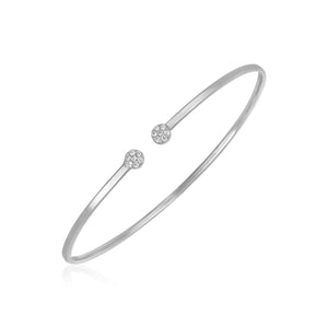 Brand New 14k White Gold High Polish Diamond Cluster Bangle (2.00 mm)