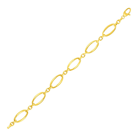 Brand New 14k Yellow Gold Bracelet with Polished Oval Links (10.00 mm)