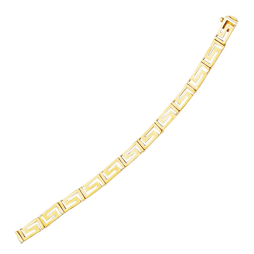 Brand New 14k Yellow Gold Fancy Greek Key Motif Bracelet (6.35 mm)