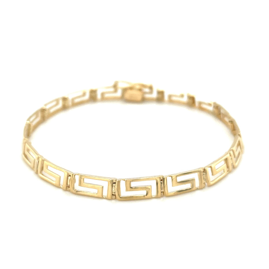 Brand New 14k Yellow Gold Fancy Greek Key Motif Bracelet (6.35 mm)