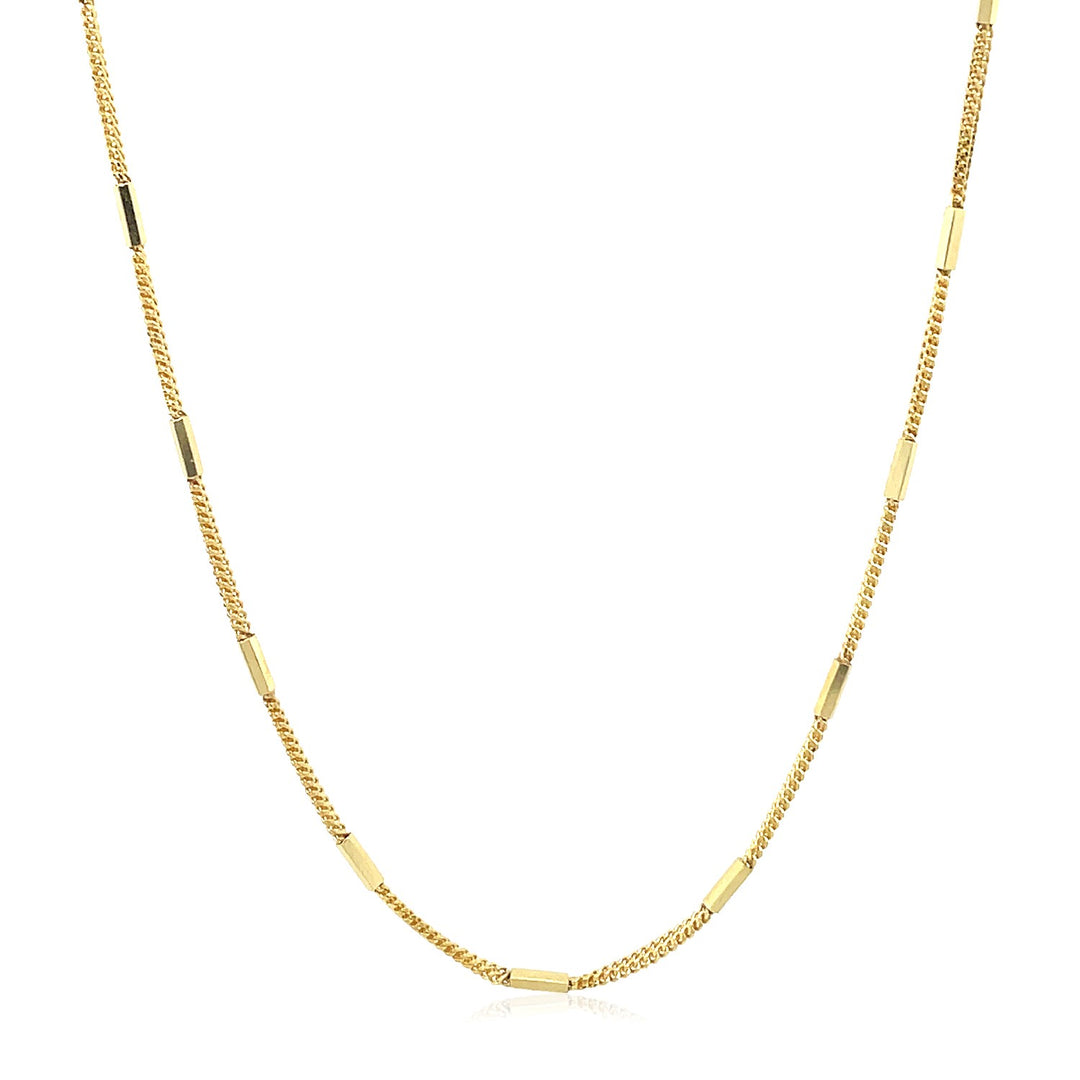 Brand New Diamond Cut Bar Links Pendant Chain in Yellow Gold (1.30 mm)