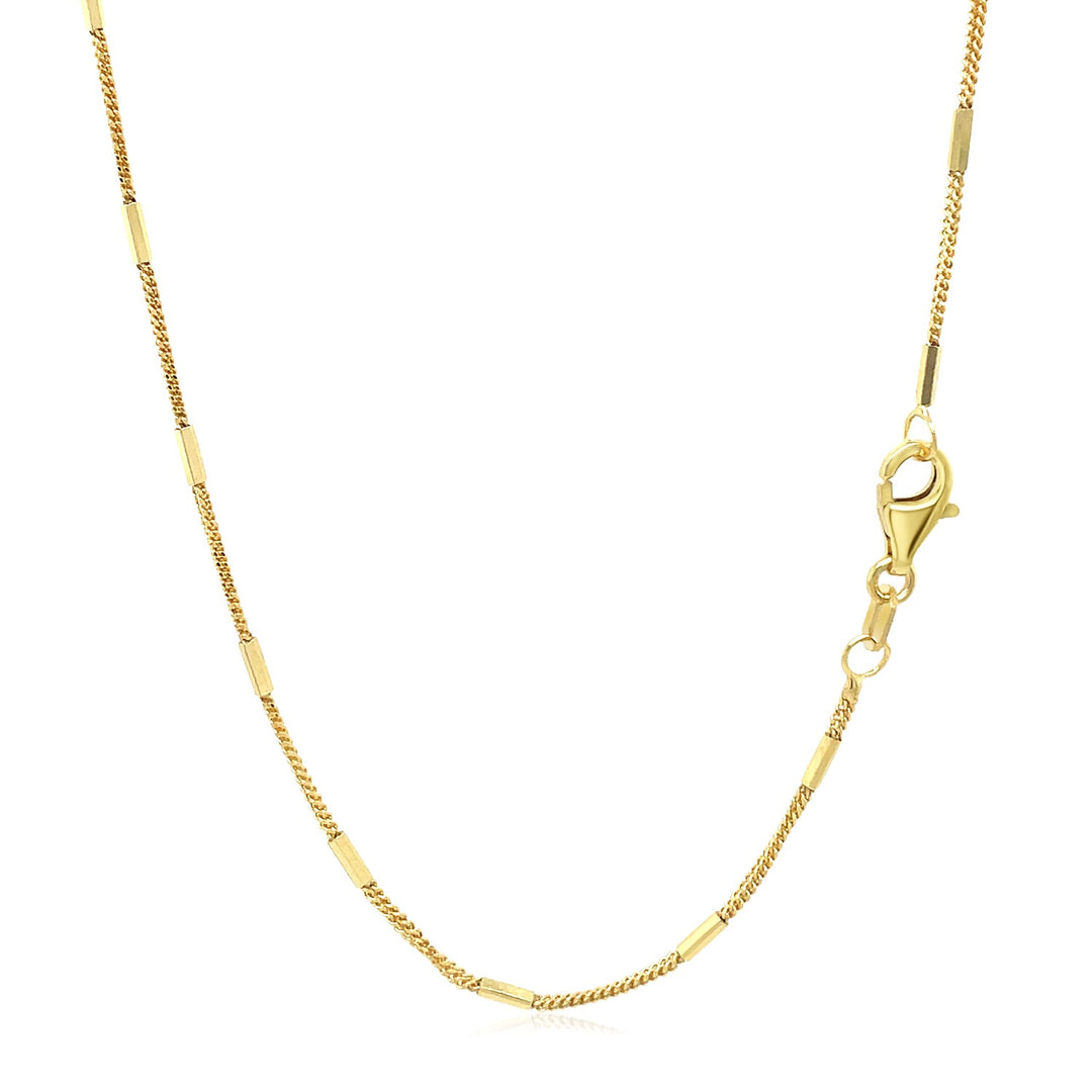 Brand New Diamond Cut Bar Links Pendant Chain in Yellow Gold (1.30 mm)