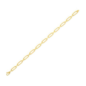 Brand New 14k Yellow Gold 7 1/4 inch Bombay Paperclip Chain Bracelet (4.60 mm)